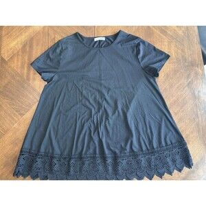 XiaoMaAnji Black T-shirt Dress with Lace Hem Women’s Size 3X